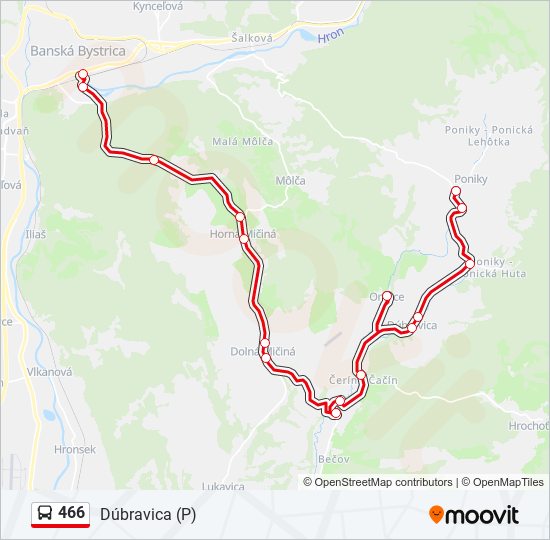 466 autobus Mapa linky