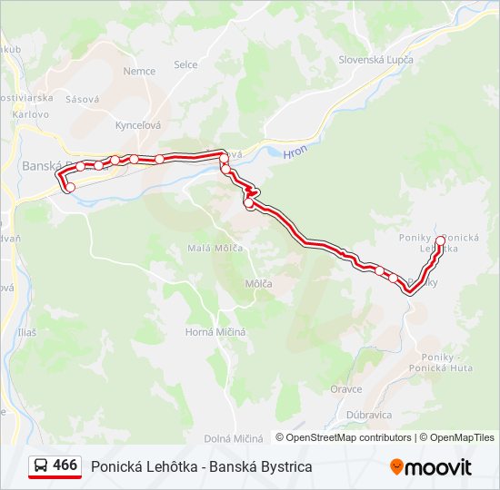 466 autobus Mapa linky