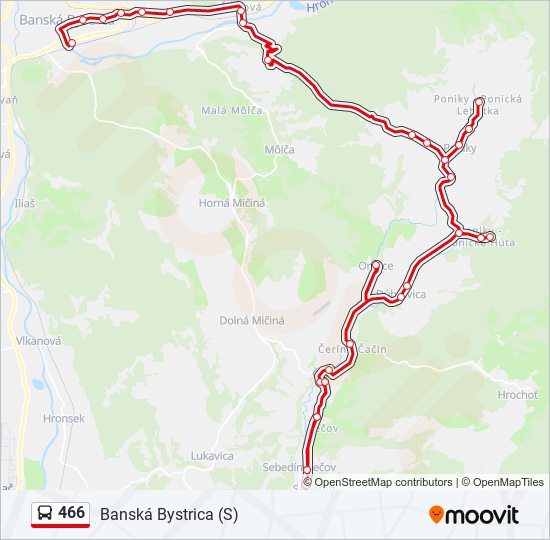 466 autobus Mapa linky