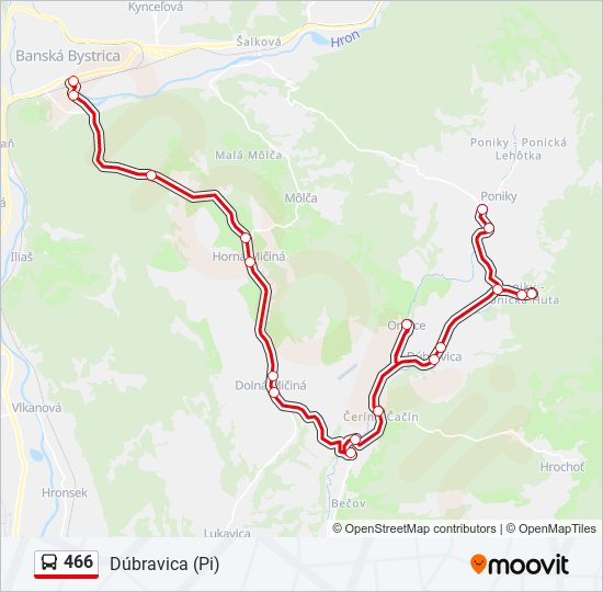 466 autobus Mapa linky