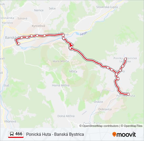 466 autobus Mapa linky