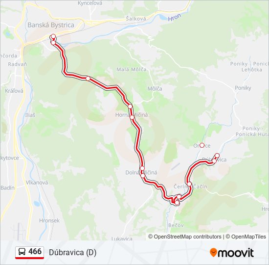 466 autobus Mapa linky