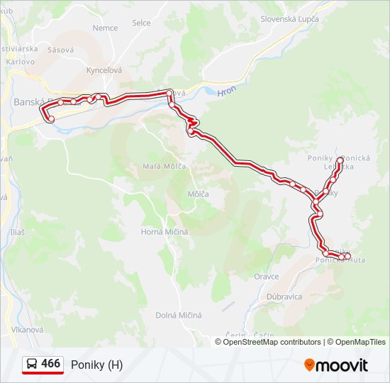 466 autobus Mapa linky