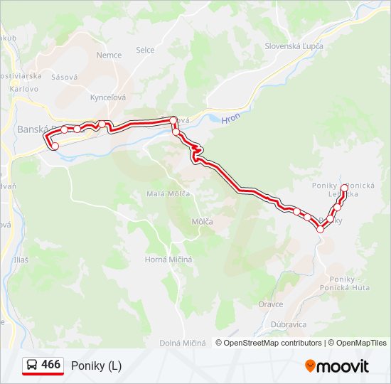 466 autobus Mapa linky