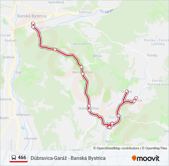 466 autobus Mapa linky