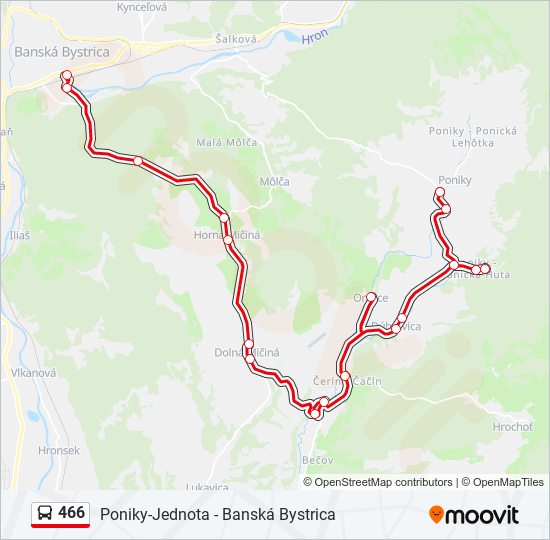 466 autobus Mapa linky