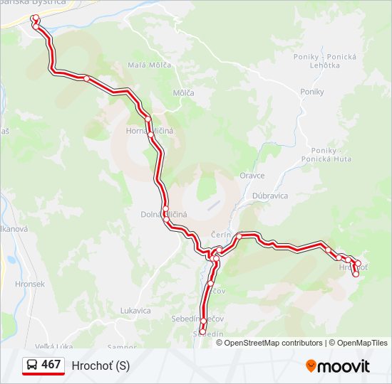 467 autobus Mapa linky