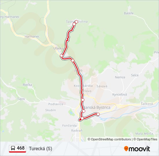 468 autobus Mapa linky