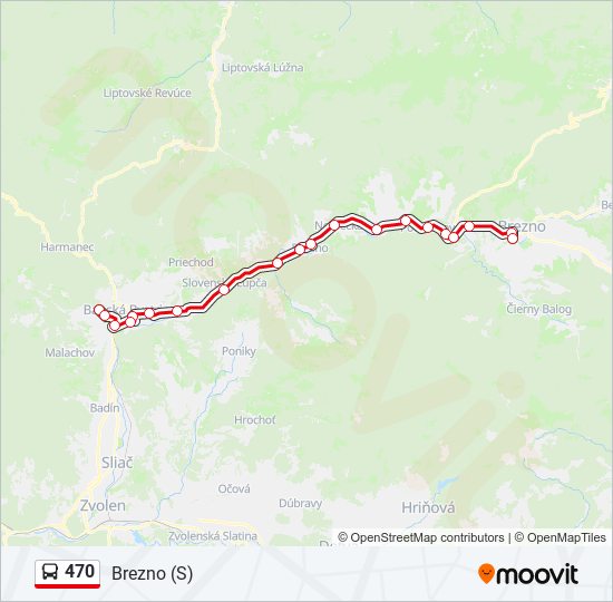 470 autobus Mapa linky