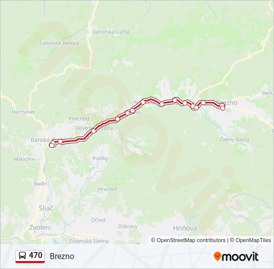 470 autobus Mapa linky