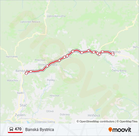 470 autobus Mapa linky