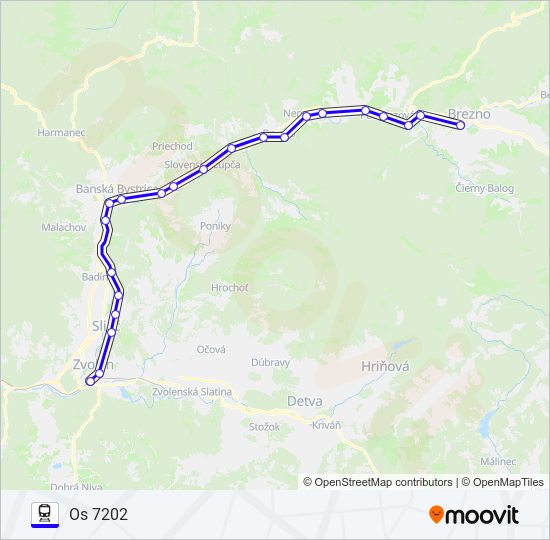 BREZNO - ZVOLEN train Line Map