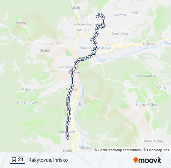 21 autobus Mapa linky