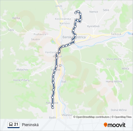 21 bus Line Map