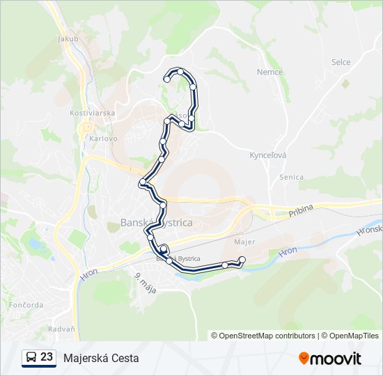 23 autobus Mapa linky