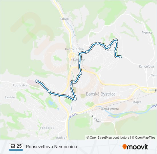 25 autobus Mapa linky