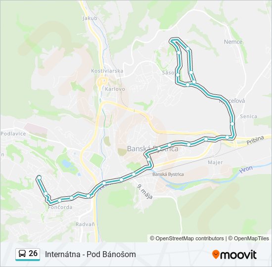 26 autobus Mapa linky