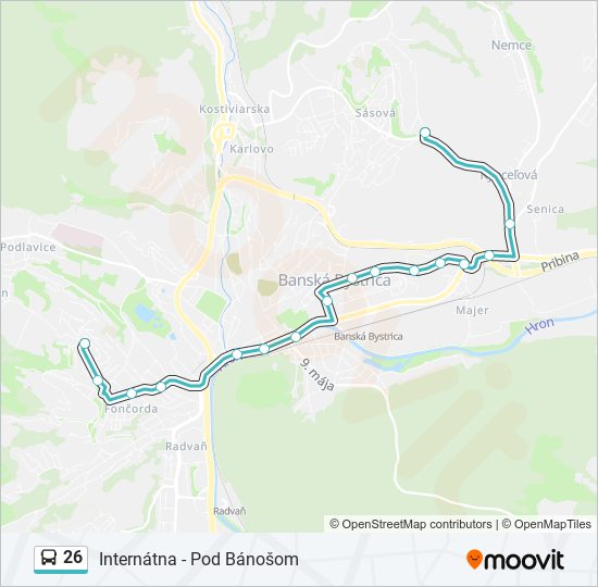 26 autobus Mapa linky