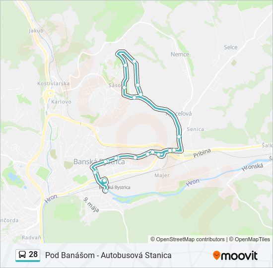 28 autobus Mapa linky