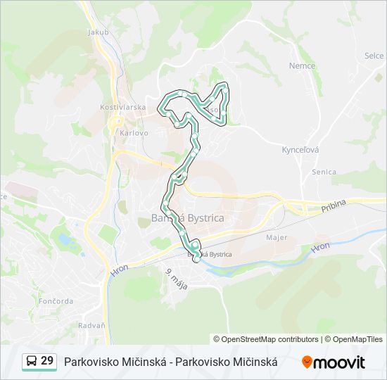 29 autobus Mapa linky