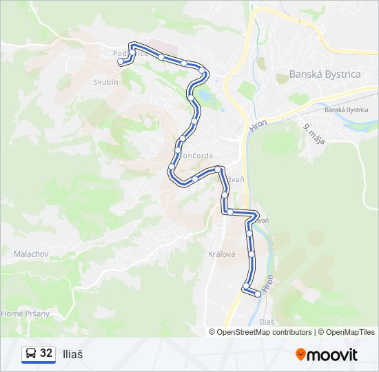 32 autobus Mapa linky