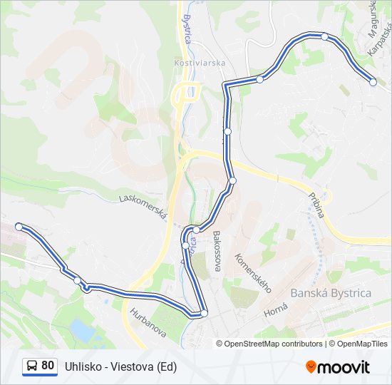 80 autobus Mapa linky