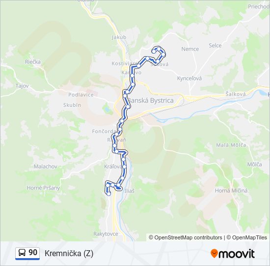 90 bus Line Map