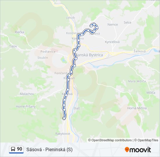 90 bus Line Map