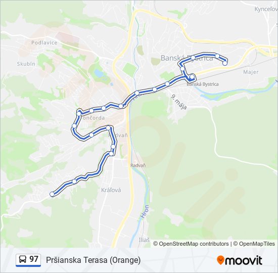 97 autobus Mapa linky