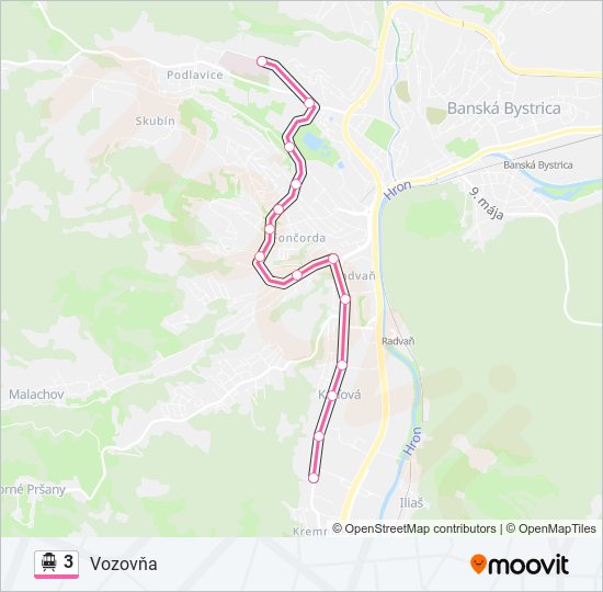 3 Trolejbus Mapa linky