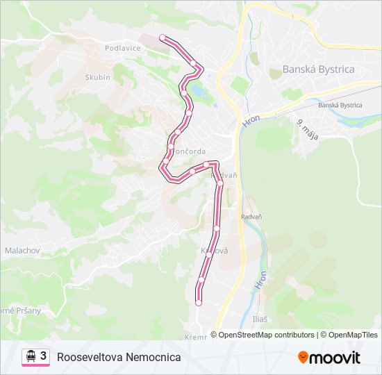 3 Trolejbus Mapa linky