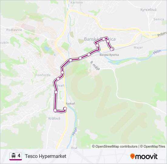 4 Trolejbus Mapa linky