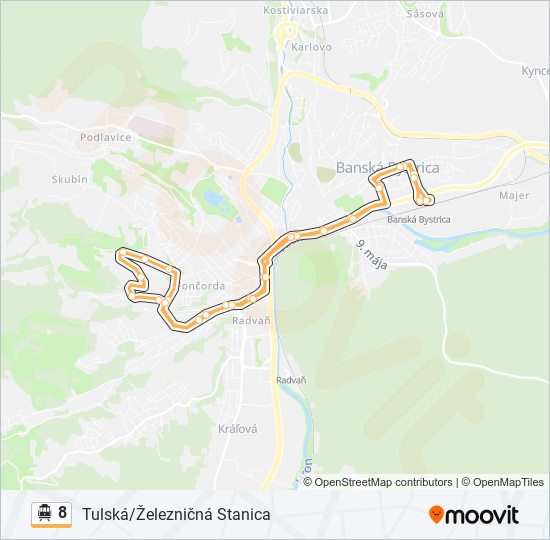 8 Trolejbus Mapa linky