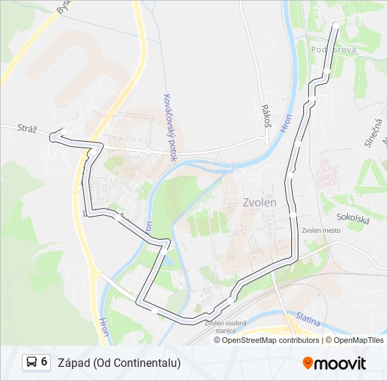 6 autobus Mapa linky