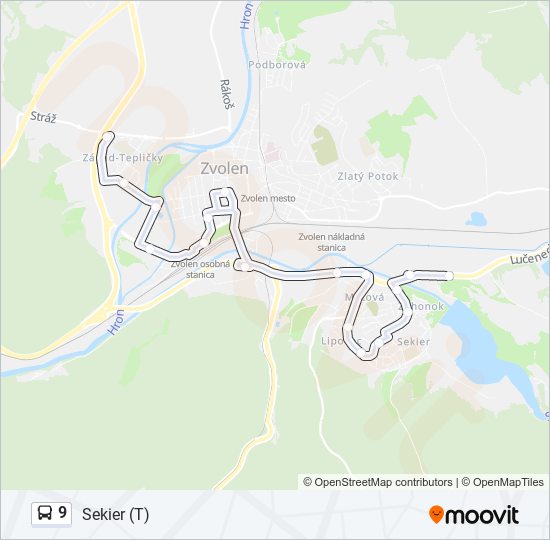 9 autobus Mapa linky