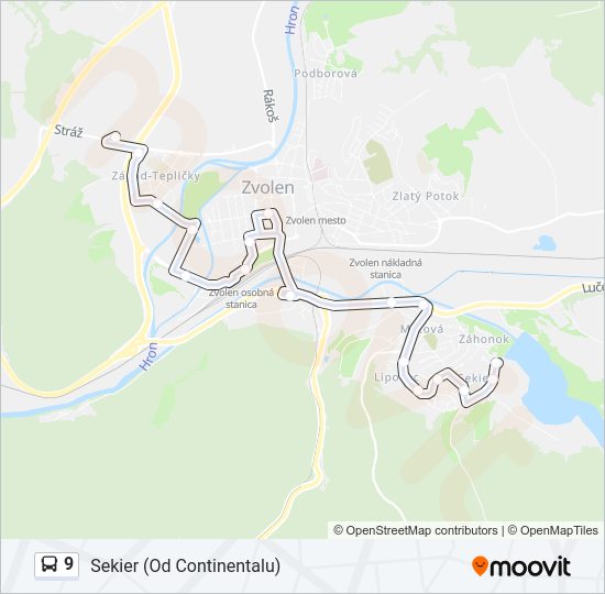 9 autobus Mapa linky