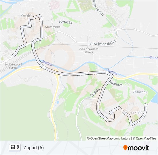 9 autobus Mapa linky