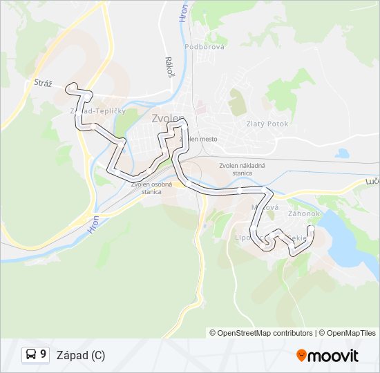 9 autobus Mapa linky