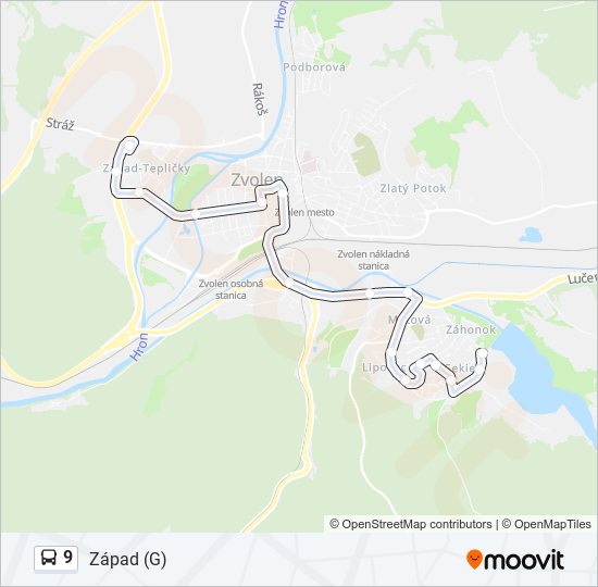 9 autobus Mapa linky