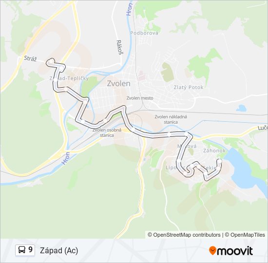 9 autobus Mapa linky