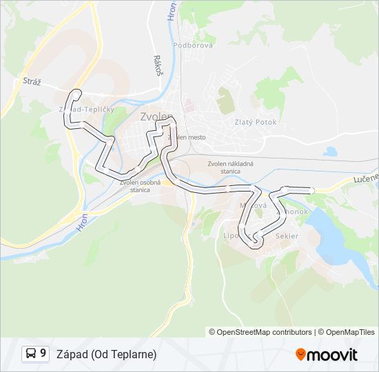 9 autobus Mapa linky