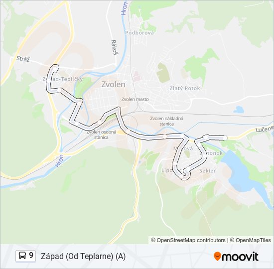 9 autobus Mapa linky