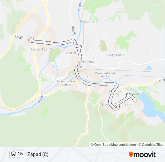 15 autobus Mapa linky