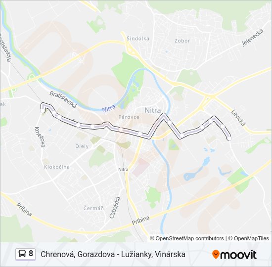 8 autobus Mapa linky