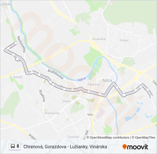 8 autobus Mapa linky