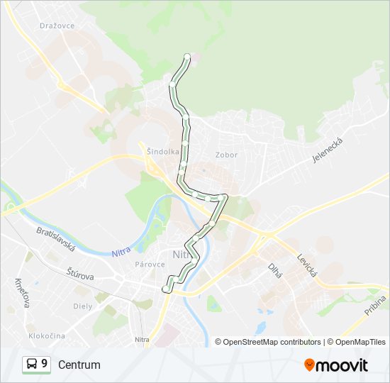 9 autobus Mapa linky