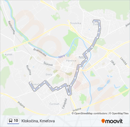 10 autobus Mapa linky