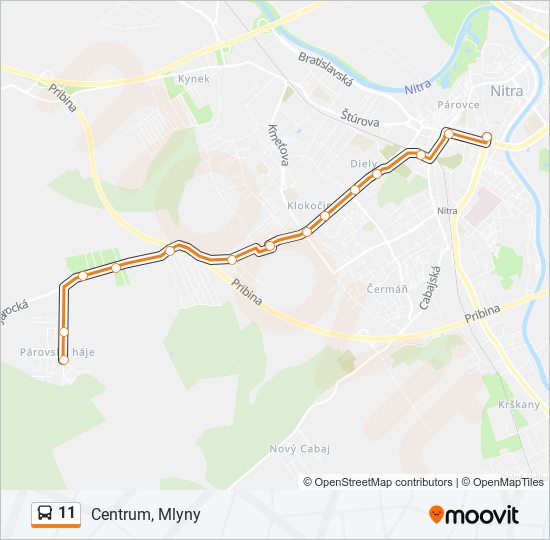 11 autobus Mapa linky