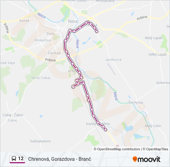 12 autobus Mapa linky