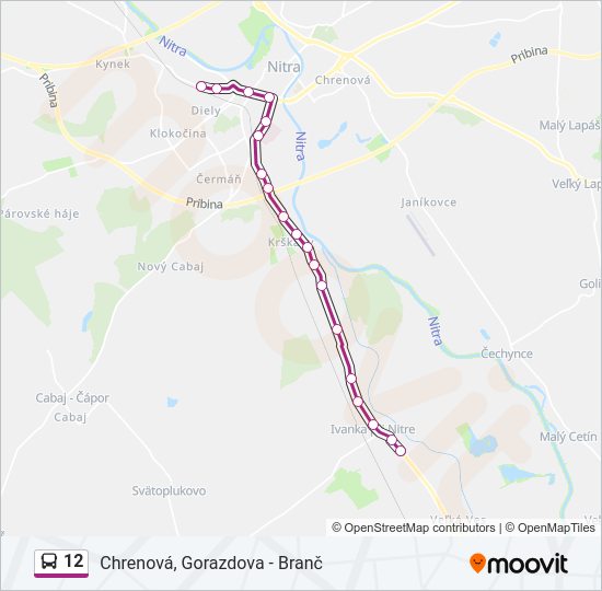 12 autobus Mapa linky